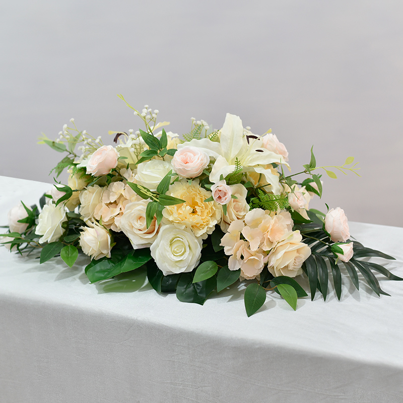 테이블 꽃 장식 소품 인테리어 조화 행사 돌잔치 파티 화이트 그린(70cm) - 상세 이미지 5