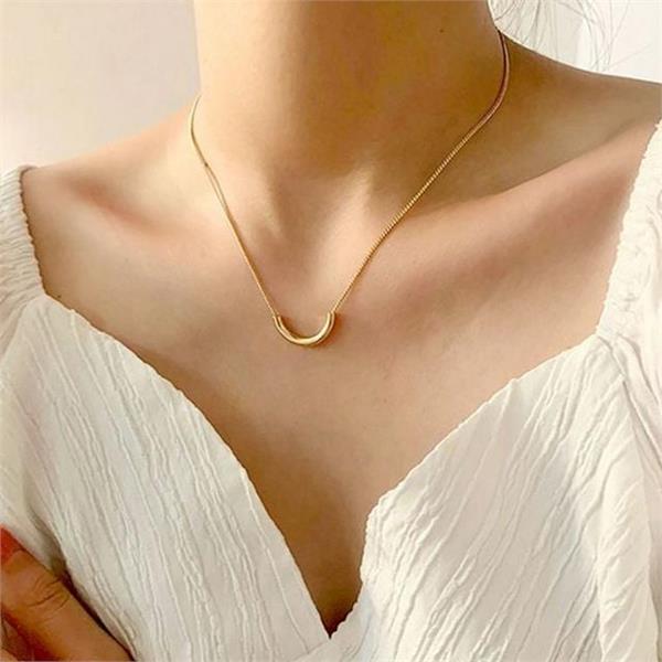 일체형 여성 목걸이 라운드 목걸이 펜던트 쥬얼리 데일리 심플 - 상품 이미지