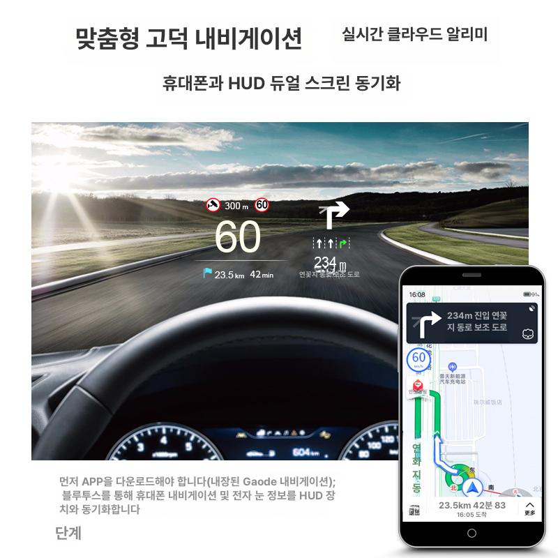 차량용 OBD 헤드라이트 오류진단 프로젝션 기본 내비게이션 속도 RPM 수온 연비 전압 OBD - 상세 이미지 3