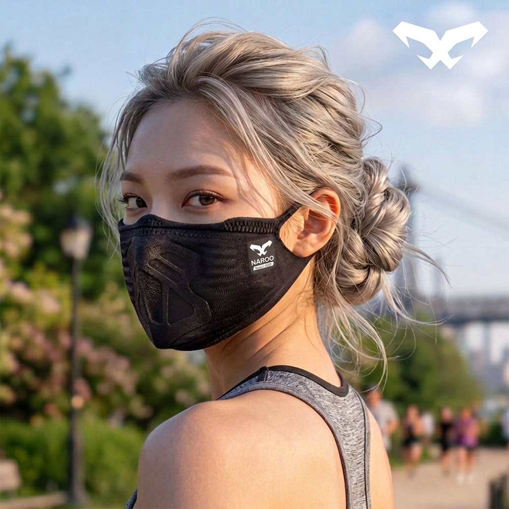 나루마스크 A1S PRO 러닝 자전거 스포츠 마스크 숨시기 편한 갤럭시블랙 - 상품 이미지