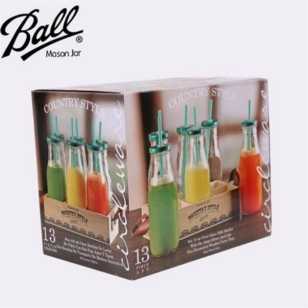 유리병 밀크 보틀 13p세트420ml 뚜껑 밀크 보틀 13p세트420ml 캐리어 홈카페 우유 - 상품 이미지