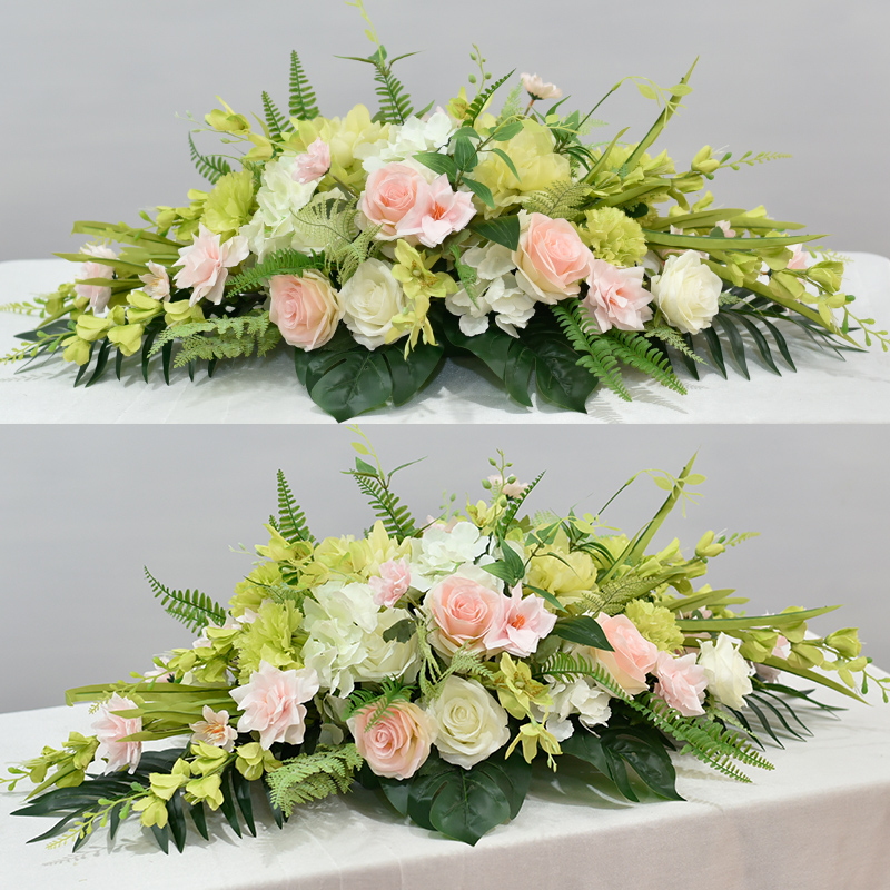 테이블 꽃 장식 소품 인테리어 조화 행사 돌잔치 파티 화이트 그린(70cm) - 상세 이미지 2