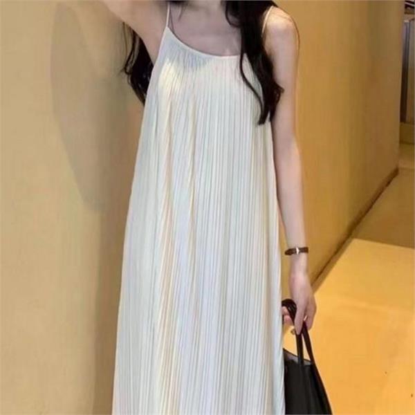 데일리 여성 플리츠 롱 캐주얼 여성 민소매 롱 - 상품 이미지