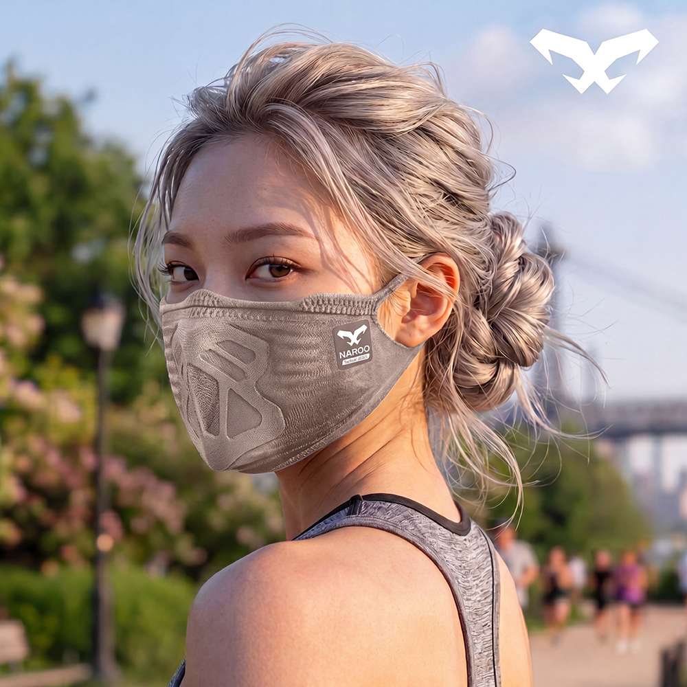 나루마스크 A1S PRO 러닝 자전거 스포츠 마스크 숨시기 편한 애쉬그레이 - 상품 이미지