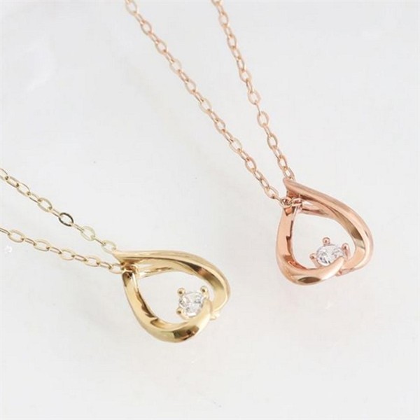 금여 14k 금 목걸이 펜던트 큐빅 14k 목걸이 펜던트 물방울 - 상품 이미지