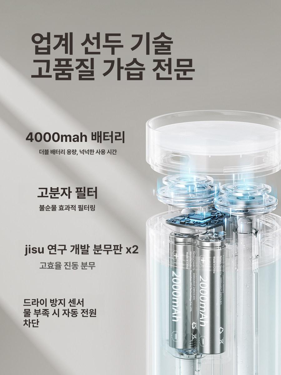 미니  휴대용 usb 충전식 차량용 탁상용 가정용 저소음 유선 글레이셔화이트 듀얼노즐 듀얼분사 이중분무 - 상세 이미지 2