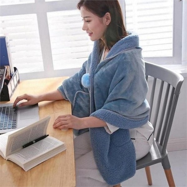 극세사 양털 입는담 담요 판초 양털 망토 담요 여성 수면 - 상품 이미지