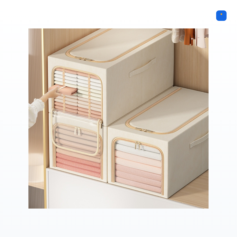베이직 패브릭 리빙박스 수납정리함 폴딩박스 수납함
