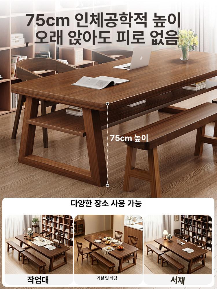 우드슬랩 상판 철제 다리 테이블 카페 호두나무 120x60x75 cm - 상세 이미지 5