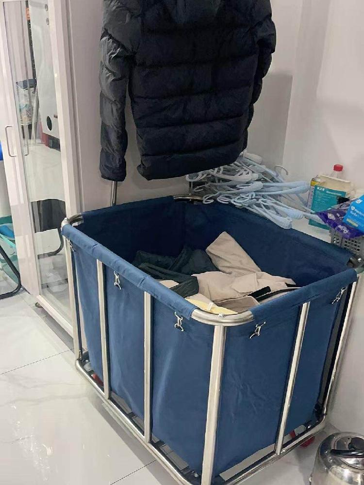 세탁물 수거함 이동식 세탁카트 호텔 목욕탕 사우나 수건 블루 - 상세 이미지 5