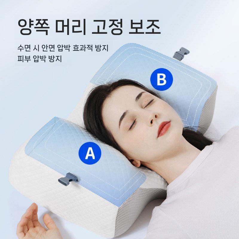 머리고정 베개 움직임 주름 베게 방지 정면 그레이+화이트 4-17cm - 상세 이미지 4