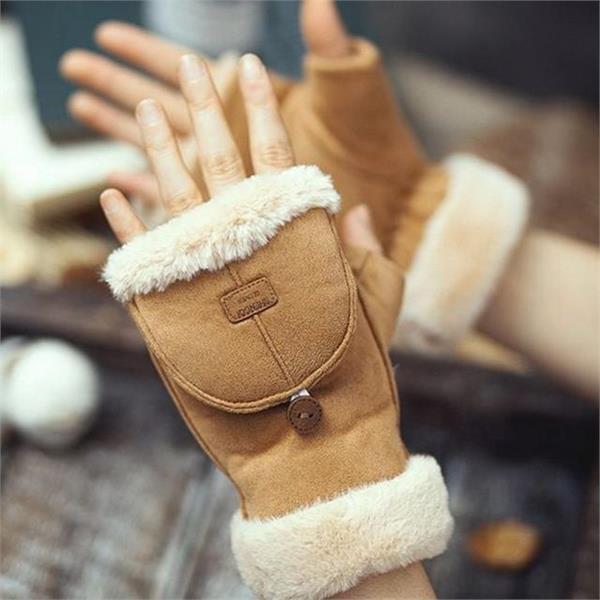 겨울용 여성 벙어리 반장갑 스마트폰 여성 데일리 기모 - 상품 이미지