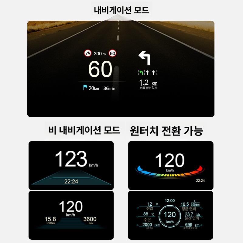 차량용 OBD 헤드라이트 오류진단 프로젝션 기본 내비게이션 속도 RPM 수온 연비 전압 OBD - 상세 이미지 4