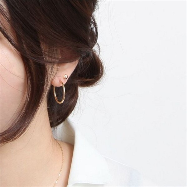 베이직 여성 링 귀걸이 20mm 얇은 링 귀걸이 파이프 데일리 - 상품 이미지