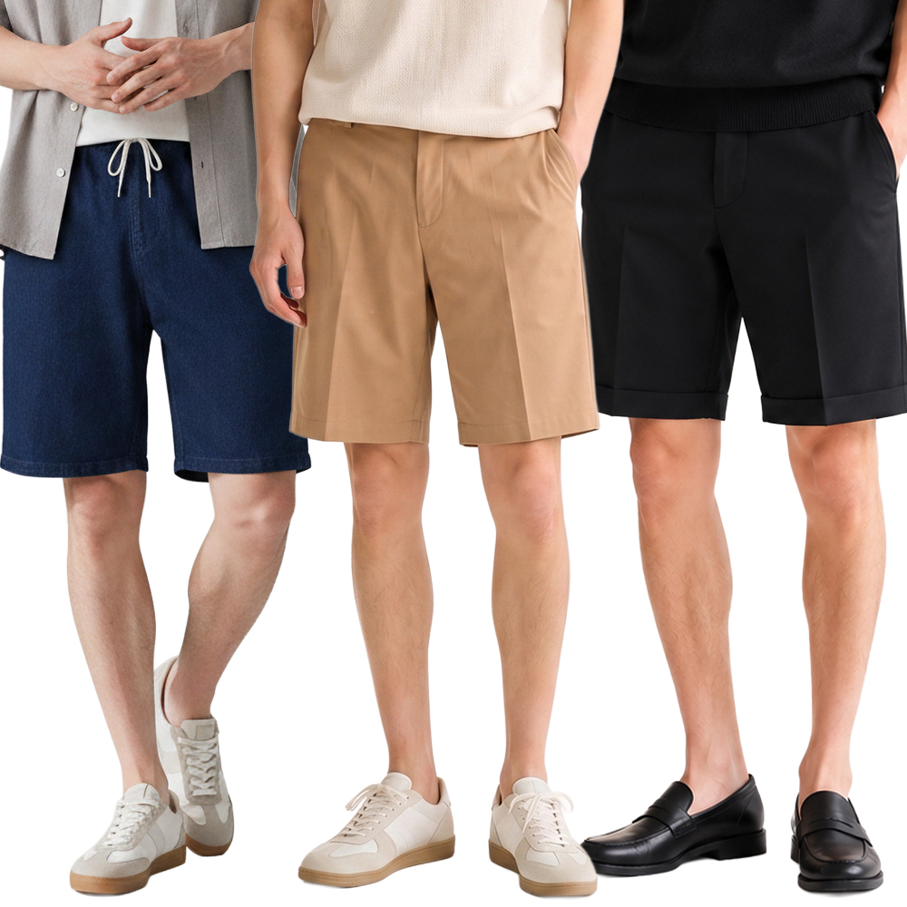 남자 반바지 면 스판 밴딩 데님 5부 바지 빅사이즈 - 상품 이미지