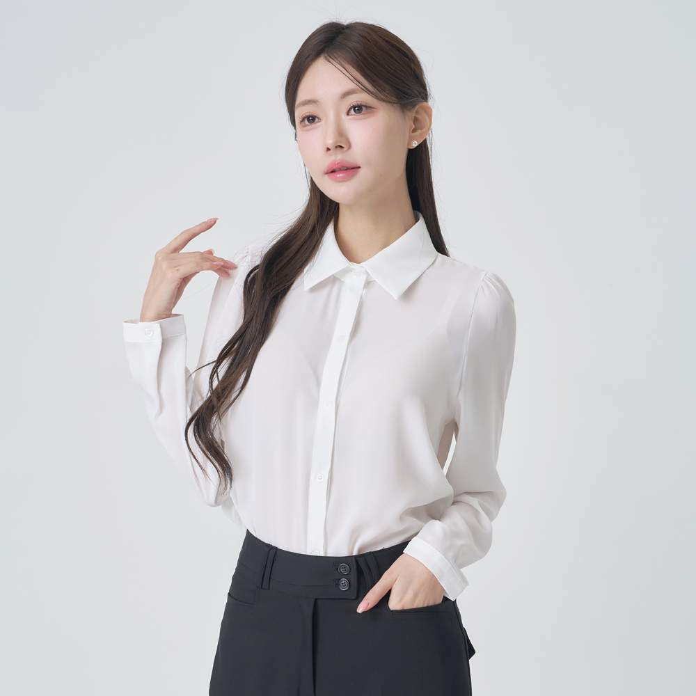 기본블라우스 카라블라우스 셔츠 [퍼프] - 상세 이미지 5
