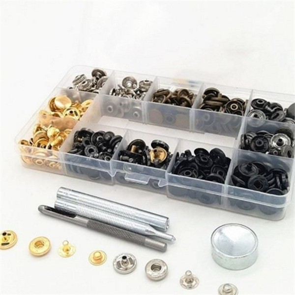 금속 똑딱 단추 120세트12.5mm6컬러 스프링 스냅 단추 핸드메이드 부자재 공예 - 상품 이미지