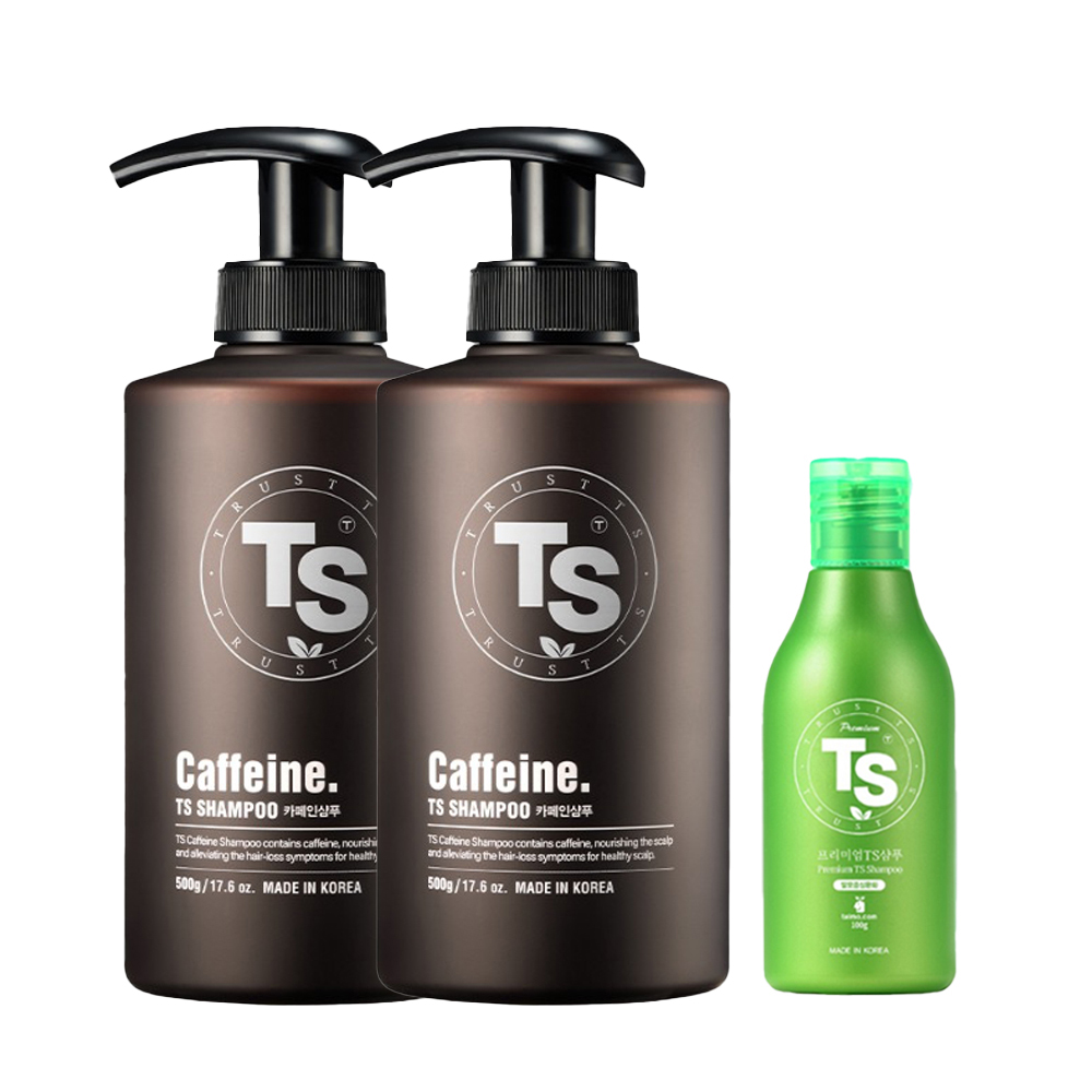 TS 카페인 샴푸 500g 2개 + 프리미엄 TS 샴푸 100g 1개 - 상품 이미지