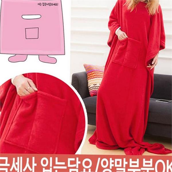후드 여성 극세사 담요 H-6 소매 극세사 입는 담요 수면 - 상품 이미지