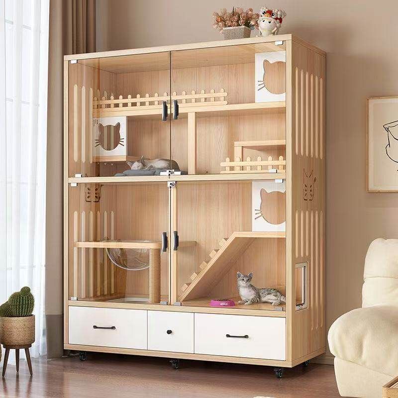 고양이 호텔장 원목 캣워크 케이지 캐비닛 고양이집 대형 90x180x60cm 집으로 배송되어 직접 설치해 드립니다 매우 - 상세 이미지 3