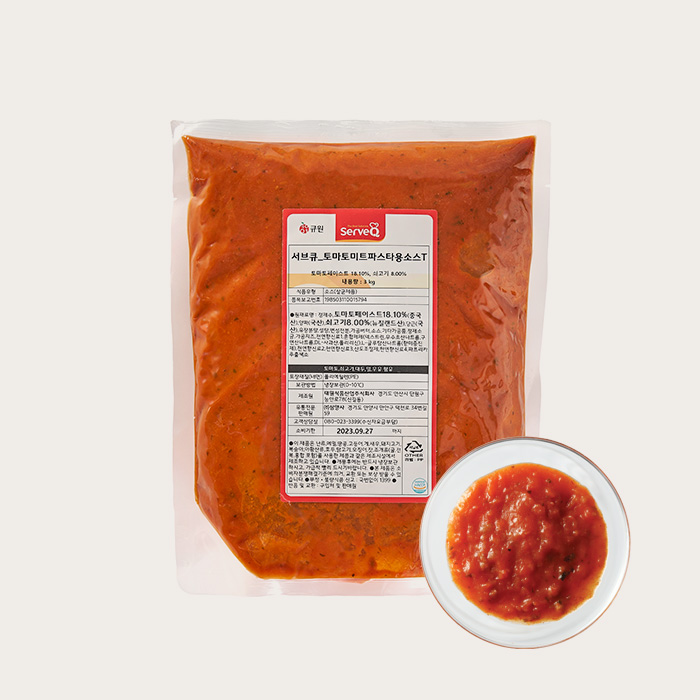 서브큐 토마토 미트 파스타용 소스 3kg (냉장) - 업소용, 대용량 - 상품 이미지