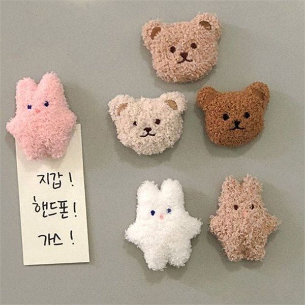 패브릭 토끼 냉장고 자석 인테리어 인형 냉장고 자석 귀여운 장식용 - 상품 이미지