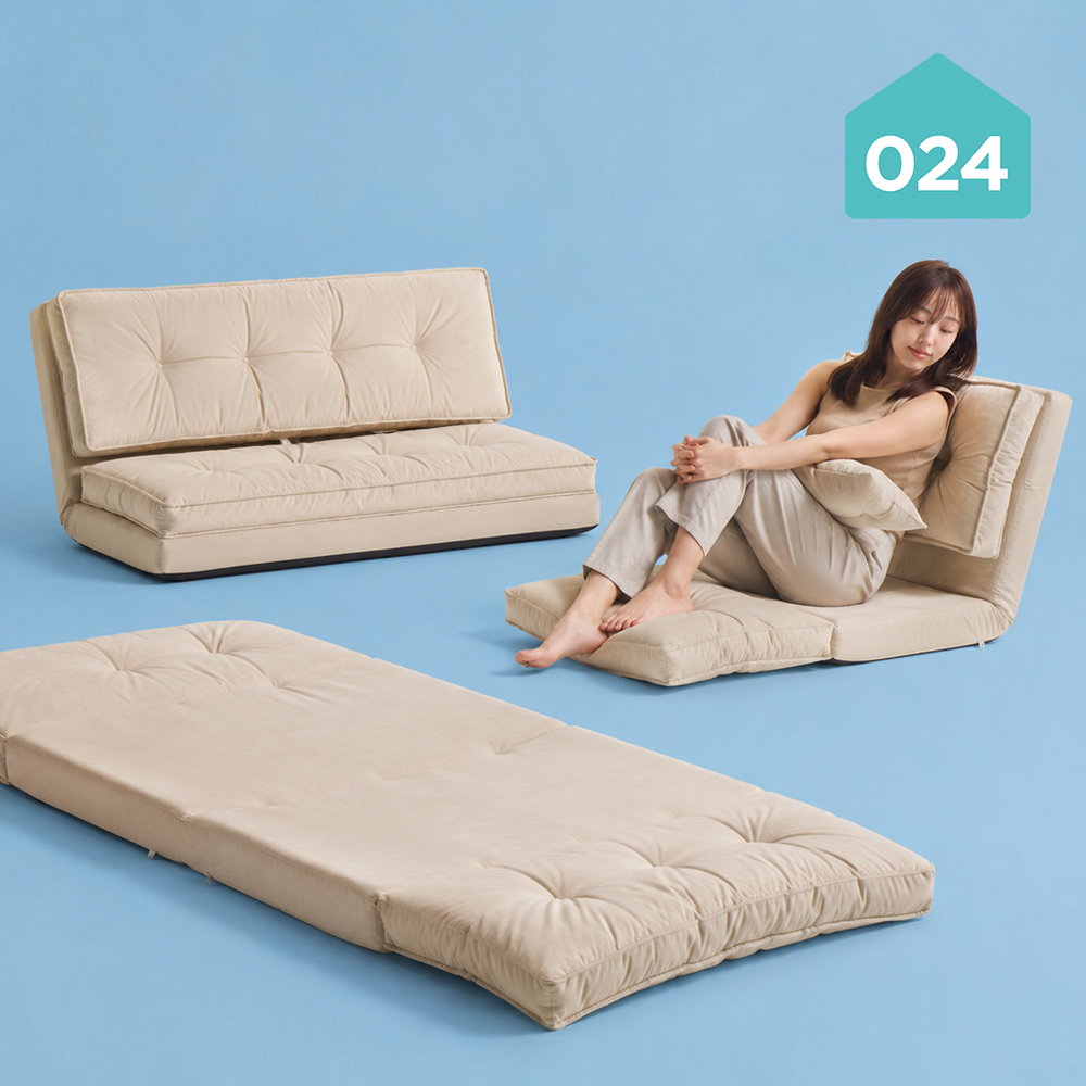 024홈 소베럴 노아 접이식 소파베드 탄탄한 패브릭 쇼파 침대 S (60x190x9cm), 아이보리, 1인용