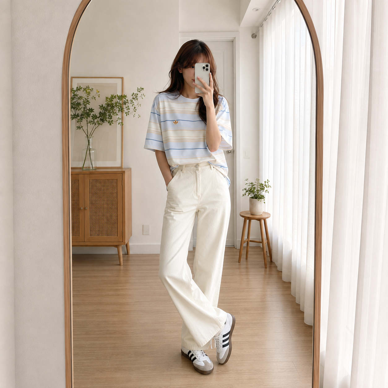아디다스 오리지널 스트라이프 크루넥 반팔티 스카이블루 KX1268 - 상세 이미지 3