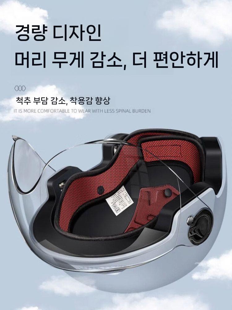 오토바이 하이바 헬멧 클래식 스쿠터 빈티지 사계절 블랙 롱 - 상세 이미지 4