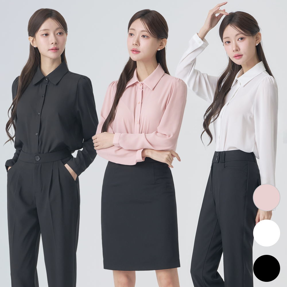 기본블라우스 카라블라우스 셔츠 [퍼프] - 상품 이미지