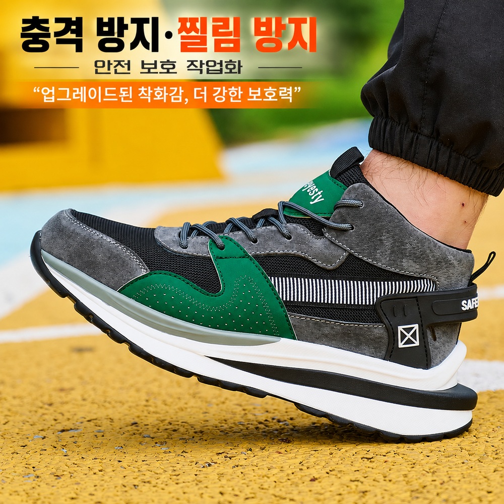 남성 4인치 경량 안전화 스틸토캡 관통방지 통기성 작업화 - 상세 이미지 3