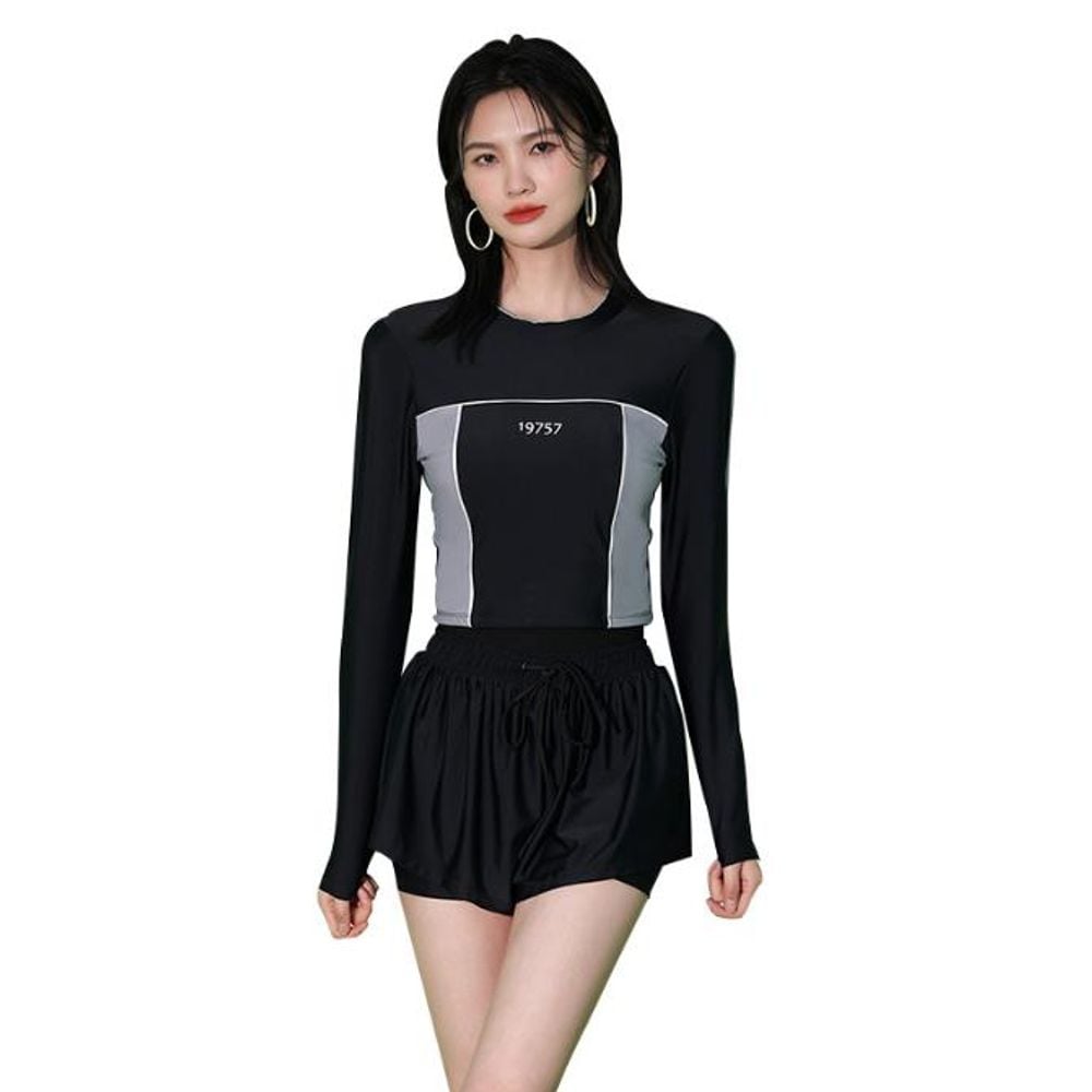 호텔 수영장 래쉬가드 세트 긴팔 수영복 서핑 빠지 여성 - 상세 이미지 2