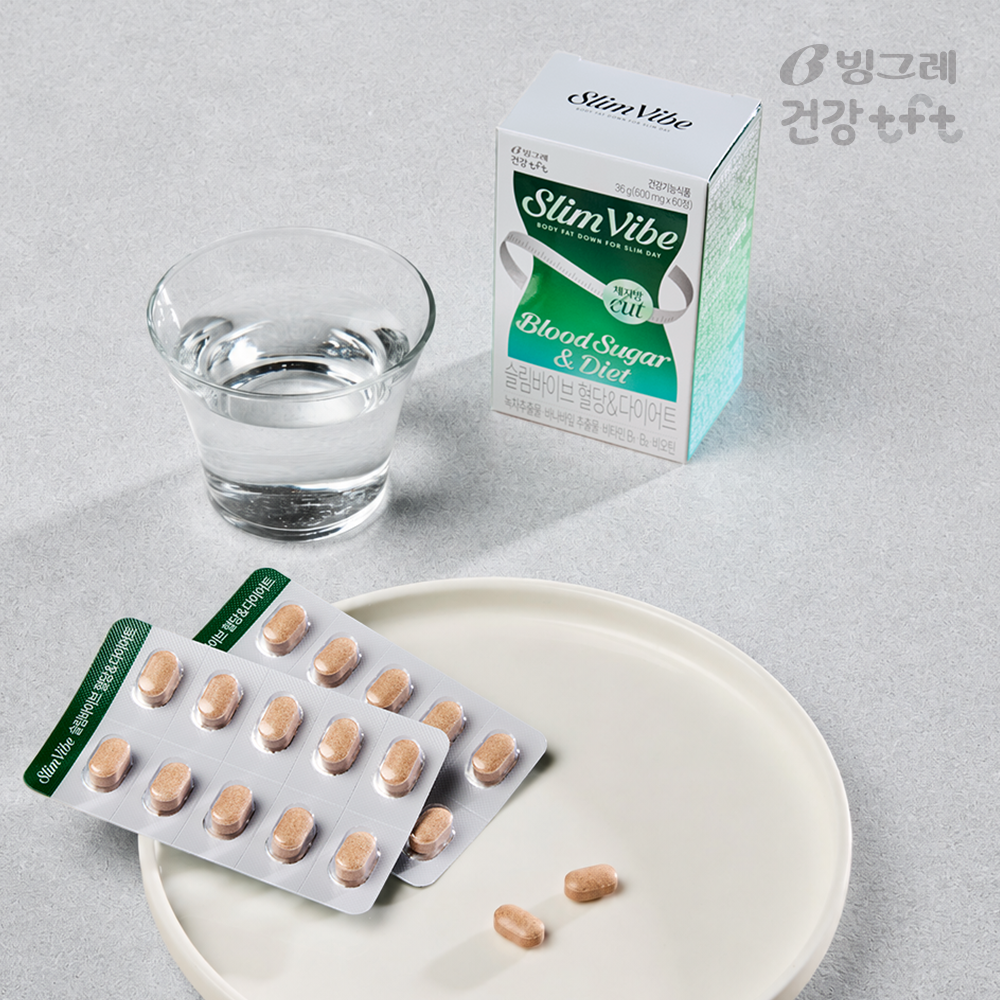 빙그레 슬림바이브 혈당 다이어트 체지방감소 녹차카테킨 60정, 1개 - 상품 이미지