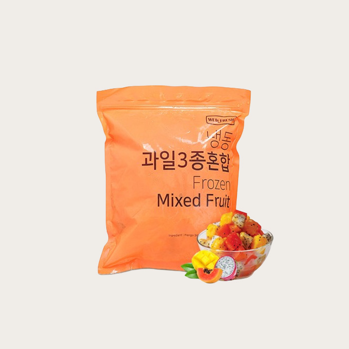 냉동 과일 3종 혼합 1kg - 용과, 망고, 파파야, 아이스박스 무료 - 메인 이미지