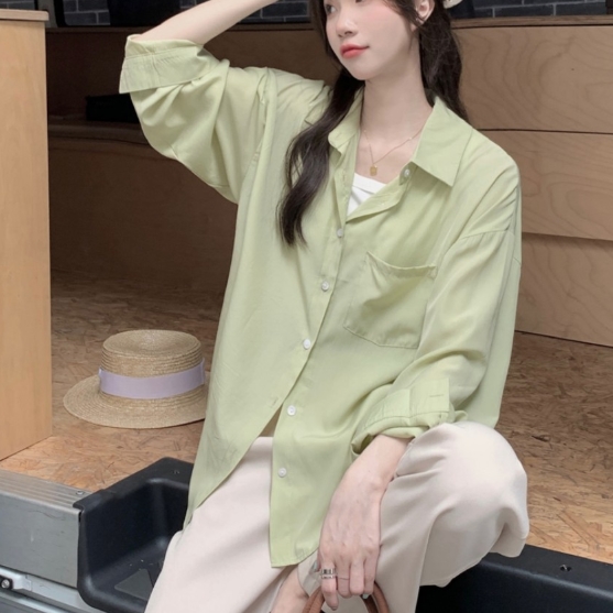 셔츠 블라우스 데일리 데이트룩 여자 정장 출근 무지 오피스 흰색 20대 봄 가을 여름 - 상품 이미지