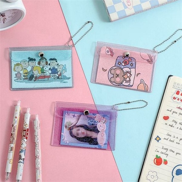 글리터 pvc 카드 지갑 체인 투명 카드 지갑 데이지 학생 - 상품 이미지
