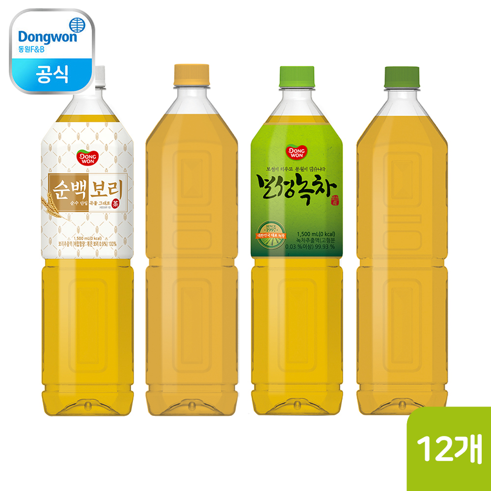 동원 순백보리차/옥수수수염차/보성녹차/무라벨 에코보리 1.5L (총 12개입) - 상품 이미지