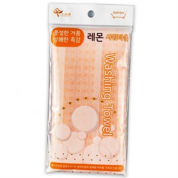 부드러운 레몬 타올 1P 샤워용 나일론 타올 거품 목욕 - 상품 이미지