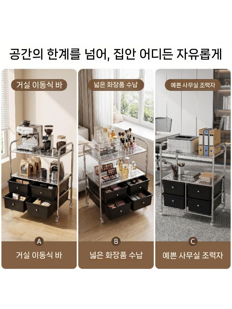 미용실 카트 웨건 서랍형 정리함 이동식 선반 (06/10 시작) 12서랍 블랙 이미지 6