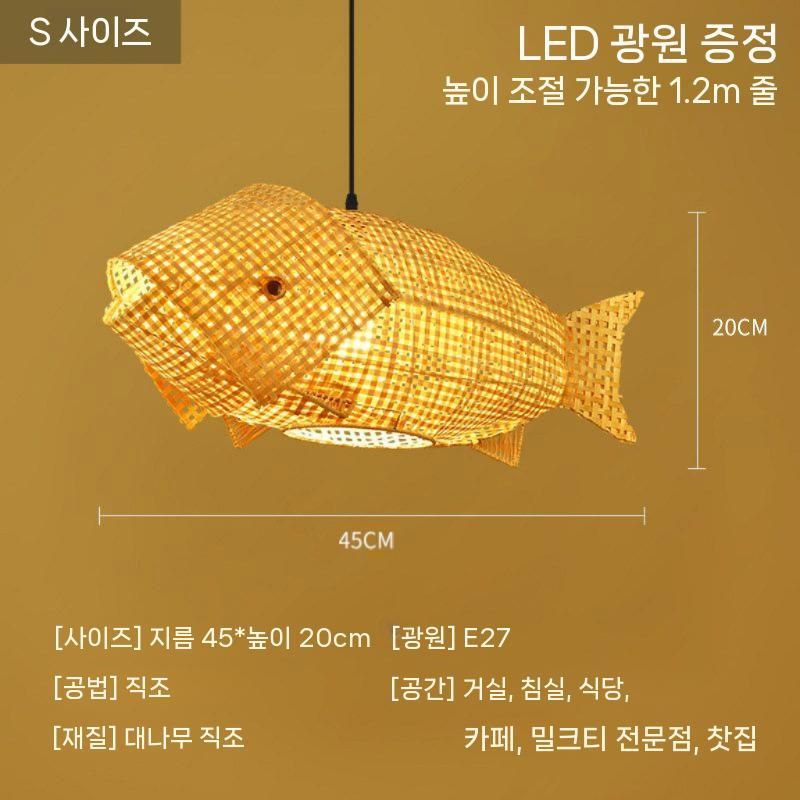 라탄 물고기등 무드등 인테리어 이자카야 대나무 선술집 45CM - 상세 이미지 3