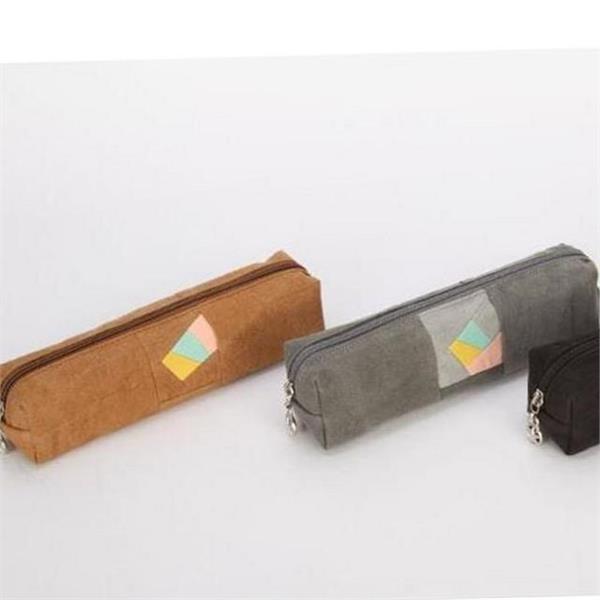 직사각형 천연 염색 필통 17.7x4x4.5cm 지퍼 순면 필통 수납 학용품 - 상품 이미지