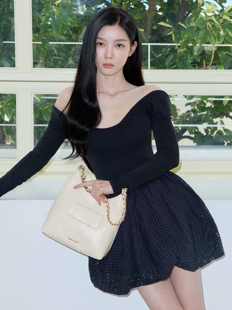 [김유정 PICK] 찰스앤키스 듀오 퀼팅 프론트 포켓 체인 호보백 3colors CK2-40782929 - 상품 이미지