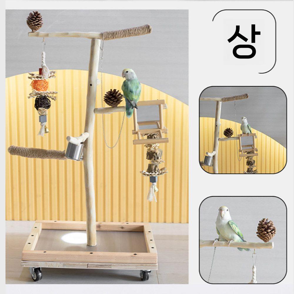 앵무새 스탠드 횟대 놀이터 나무 거치대 그네 로프 70cm - 상세 이미지 4