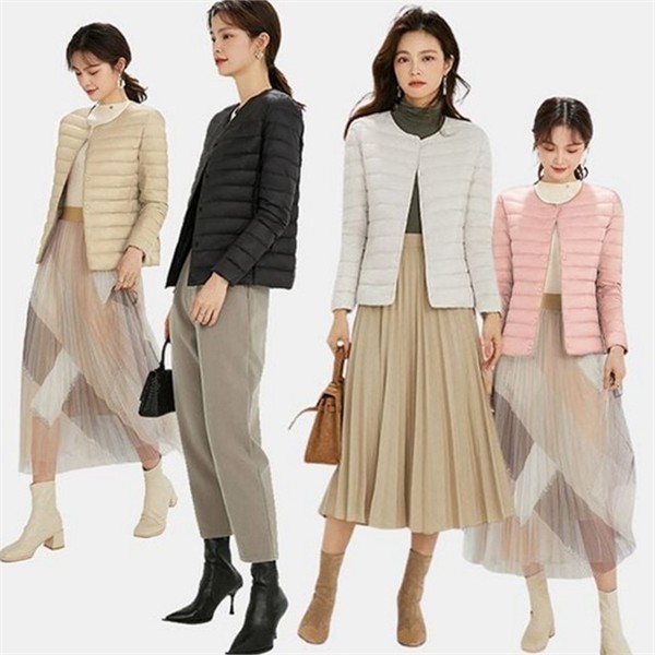 노카라 여성 경량 오리털 패딩 라운드 여성 경량 점퍼 - 상품 이미지