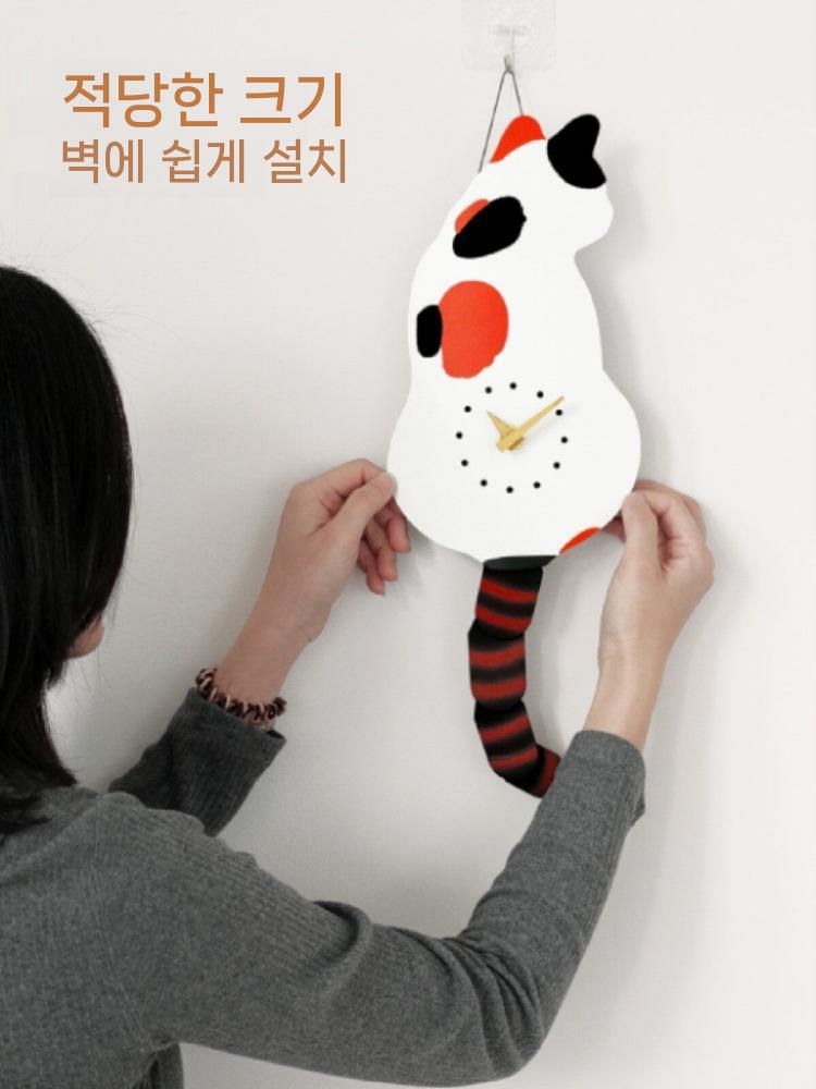 고양이 벽시계 시계 움직이는 꼬리 무소음 인테리어 A 15인치 - 상세 이미지 5