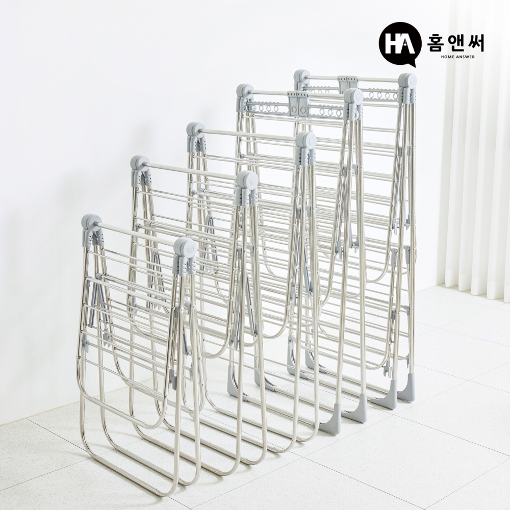 홈앤써 튼튼한 탱크 빨래건조대 베란다 접이식 이불 수건 아기 건조대 스텐 완제품 2단 소형 상품 이미지