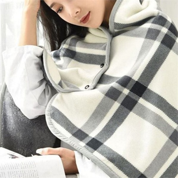 사무실 똑딱이 어깨 담요 극세사 플리스 어깨 담요 체크 - 상품 이미지
