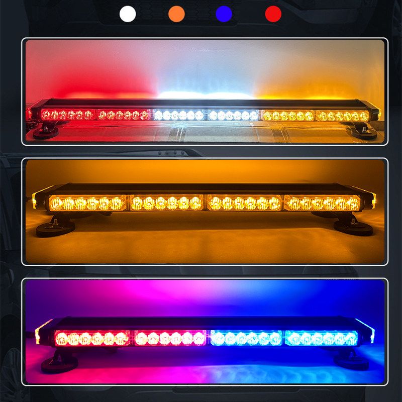 차량용 LED 경광등 자석 비상등 무선 3섹션 빨강 파랑 12-24v 50cm - 상세 이미지 5