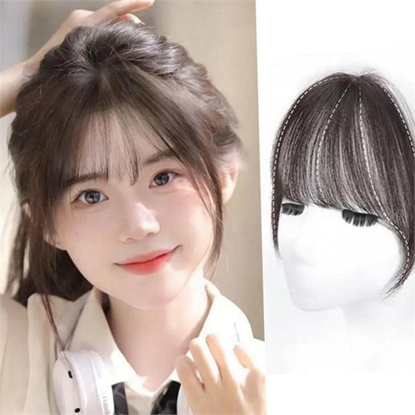 자연 여성 앞머리 가발 옆머리 여성 시스루 뱅 가발 인모 - 상품 이미지