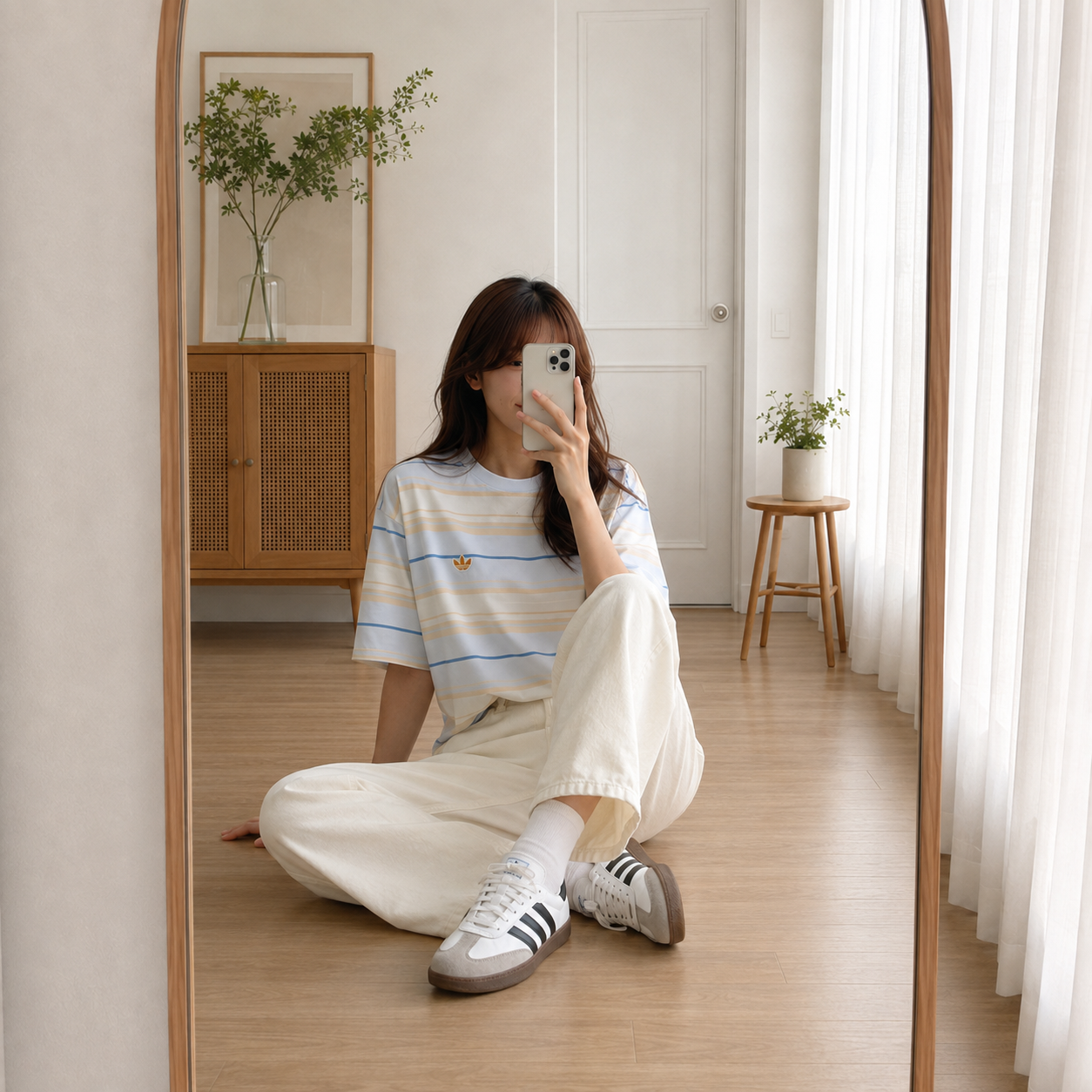 아디다스 오리지널 스트라이프 크루넥 반팔티 스카이블루 KX1268 - 상세 이미지 5